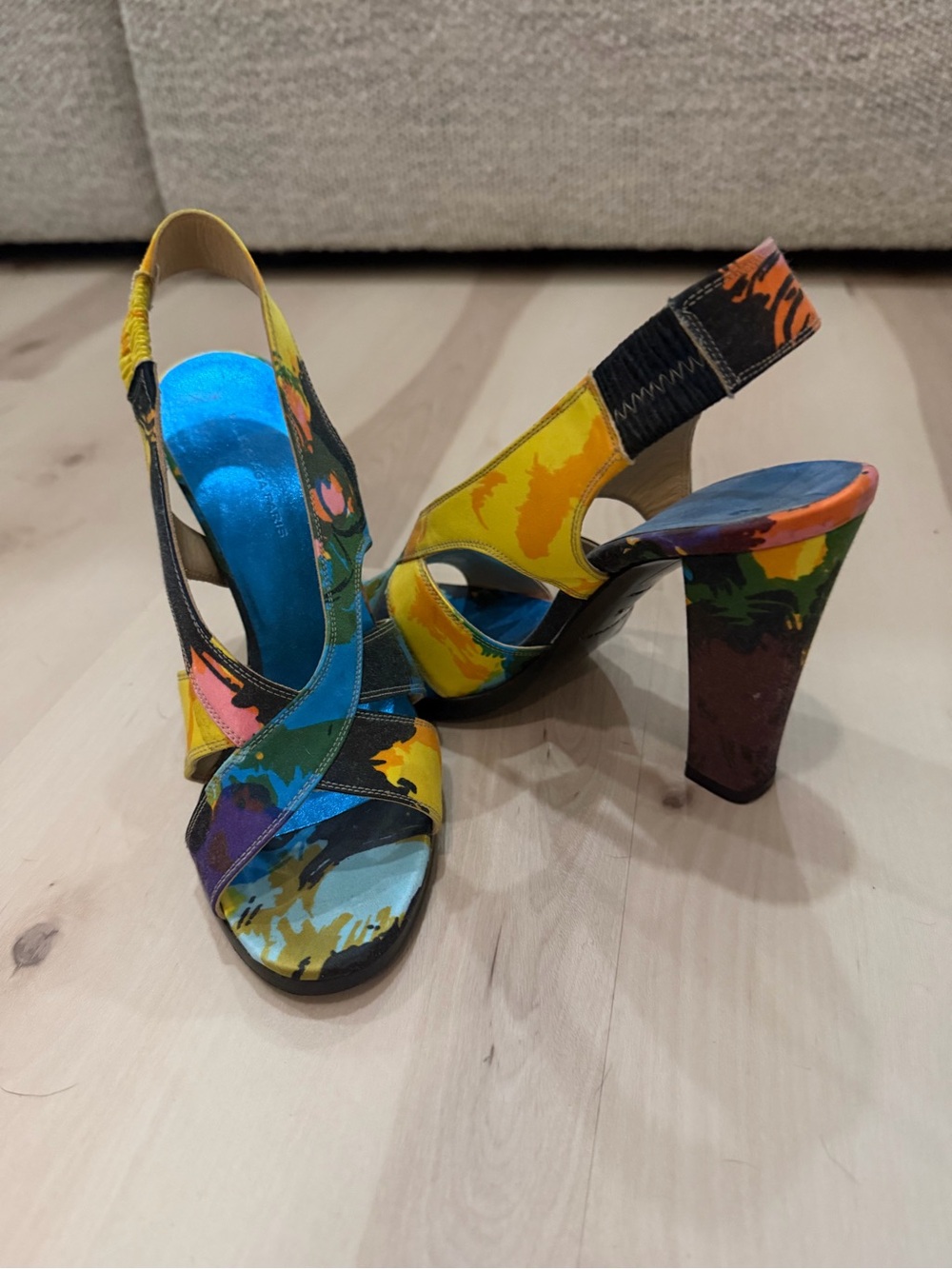 Balenciaga Multicolor Painted Slingback Heels
